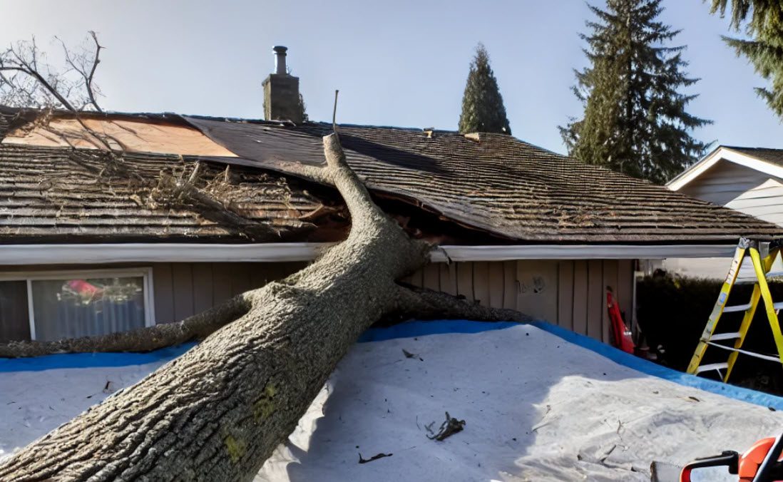 tree on roof now what to do