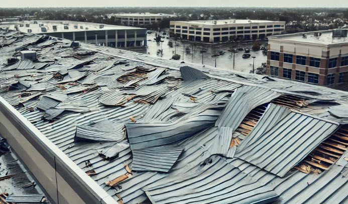 wind damage commercial roof